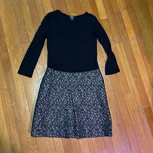 DKNY Size 8 dress with fitted top and attached skirt with front pleat